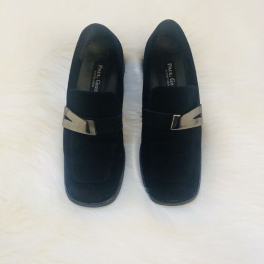 PAUL GREEN GIRLS US SIZE 3 BLACK SUEDE LOAFERS SLIP-ON With BUCKLE